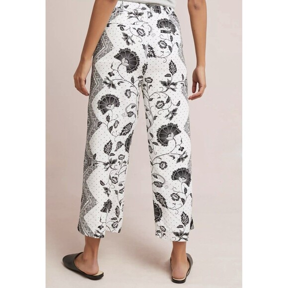 Anthropologie Ett:twa Wide Leg Black and White Cropped Trouser Pants Size Medium - Picture 4 of 8